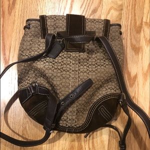 Coach back pack suede/leather